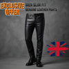 Men's Slim Fit Genuine Leather Trousers Black Leather Pants ussr sports