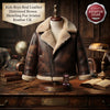 Kids Boys Genuine Leather Shearling Aviator Bomber Jacket Brown Distressed Fur Lined ussr sports