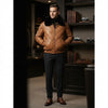 Men's V-Bomber Genuine Leather Puffer Jacket with Fox Fur Collar – Premium Winter Jacket ussr sports