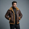 Men’s Battle of Britain RAF B3 Aviator Jacket Genuine Brown Leather Shearling Winter Coat ussr sports