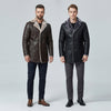 Men's Genuine Sheepskin Leather Long Coat with Fur Lining – Warm RAF Shearling Winter Jacket ussr sports