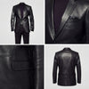 Men's 2-Button Black Genuine Sheepskin Leather Coat Blazer – Premium Formal Jacket ussr sports