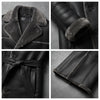 Men's RAF Shearling Long Leather Coat – Genuine Black Leather Premium Winter Overcoat ussr sports