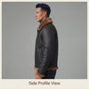 Men’s RAF Aviator Shearling Bomber Jacket Genuine Black Sheepskin Leather Faux Fur Winter Coat ussr sports