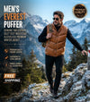 Men’s EVEREST Premium Genuine Leather Puffer Gilet Tan Sleeveless Quilted Winter Vest ussr sports