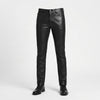 Men's Slim Fit Genuine Leather Trousers Black Leather Pants ussr sports