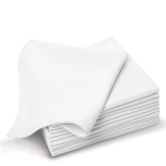 12 X White Cotton Napkin Table Linen Dinner 100% Egyptian Hotel - Birthday - Wedding 12"x12" Inches