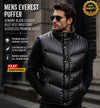 Mens EVEREST PUFFER Genuine Black Leather Gilet Vest Waistcoat Sleeveless Premium Jacket
