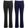 2 PACKS LADIES WOMENS BOOTLEG RIBBED TROUSERS STRETCH PULL ON PANTS 8-26 UK