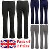2 PACKS LADIES WOMENS BOOTLEG RIBBED TROUSERS STRETCH PULL ON PANTS 8-26 UK
