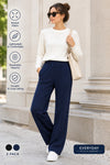 2 PACK WOMENS RIBBED STRAIGHT LEG TROUSERS LADIES STRETCH FINELY PANTS BOTTOMS ussr sports