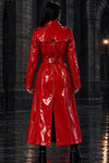 Women’s Red PVC Trench Coat, Glossy Vinyl Long Coat, Gothic Emo Wet Look Raincoat, Belted Alternative Fashion Jacket ussr sports