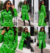 Women’s Kelly Green PVC Trench Coat, Glossy Vinyl Long Coat, Gothic Emo Wet Look Raincoat, Faux Leather Alternative Jacket ussr sports
