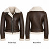 Women's Brown Sheepskin Leather Aviator Jacket – RAF Bomber Shearling Fur Winter Coat ussr sports