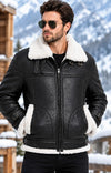 Men’s Black Genuine Lambskin Leather Aviator Jacket – B3 RAF Bomber Shearling Winter Coat ussr sports