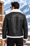 Men’s Black Genuine Lambskin Leather Aviator Jacket – B3 RAF Bomber Shearling Winter Coat ussr sports