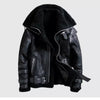 Women's Aviator RAF Double Fur Collar Heavy Jacket Biker Winter Fashion Shearling N9 Leather Jacket