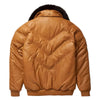 Men's V-Bomber Puffer Leather Jacket Genuine Fox Fur Collar Black Leather Different Colors Premium Jacket