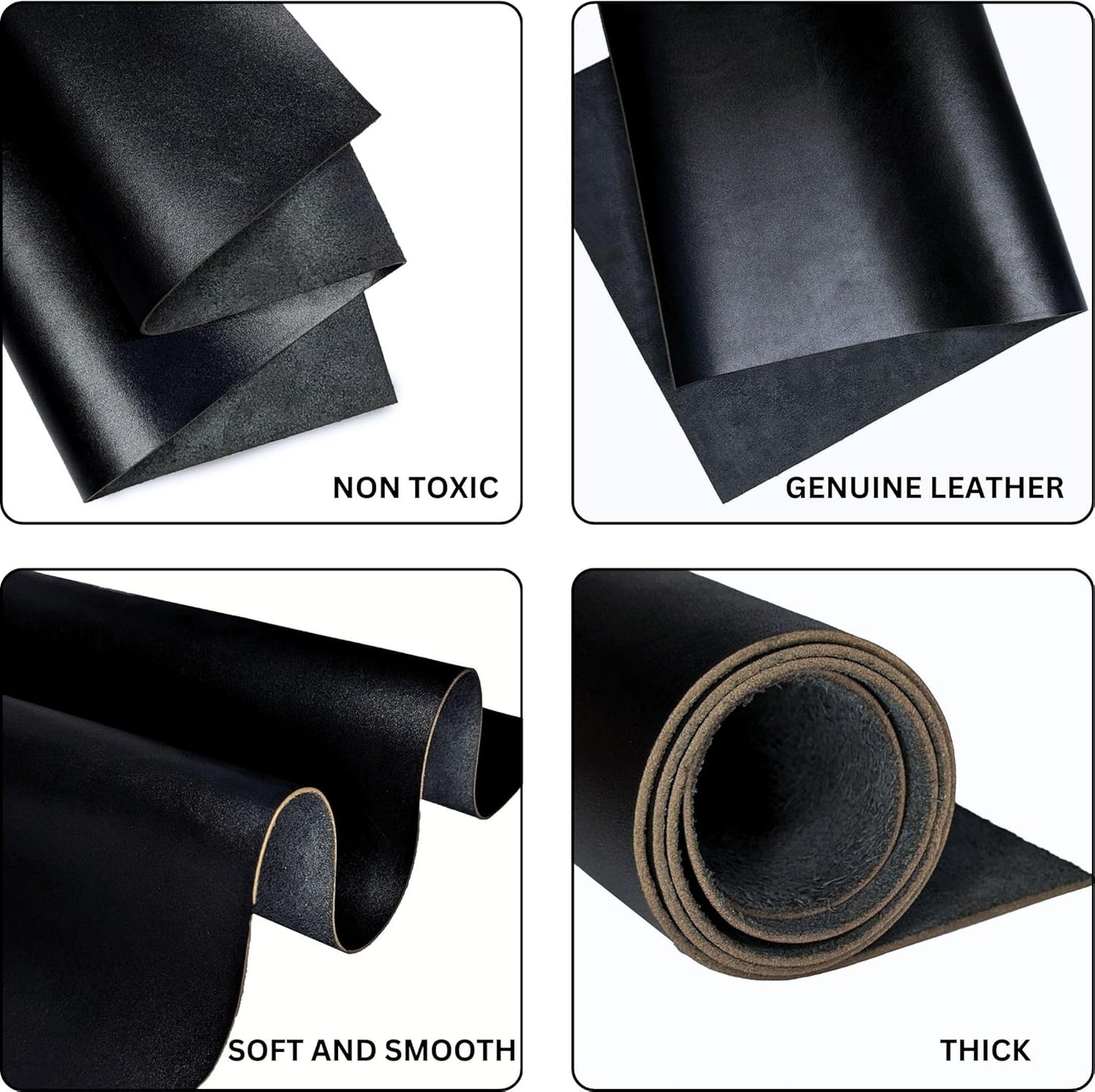 USSR Premium Genuine Cow Leather 100% Real Full-Grain Hide Durable Sheets & Stylish for Crafting, Tooling, Sewing, Brown