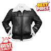 Men's Geniune Lambskin Black Leather Jacket Bomber B3 RAF Shearling Aviator Premium Winter Coat