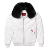 Men's V-Bomber Puffer Leather Jacket Genuine Fox Fur Collar Black Leather Different Colors Premium Jacket