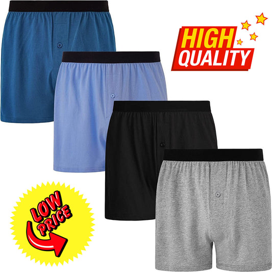 12 PCS Men's Boxers Shorts Button Fly Underwear High Impact Rich Cotton S M L XL